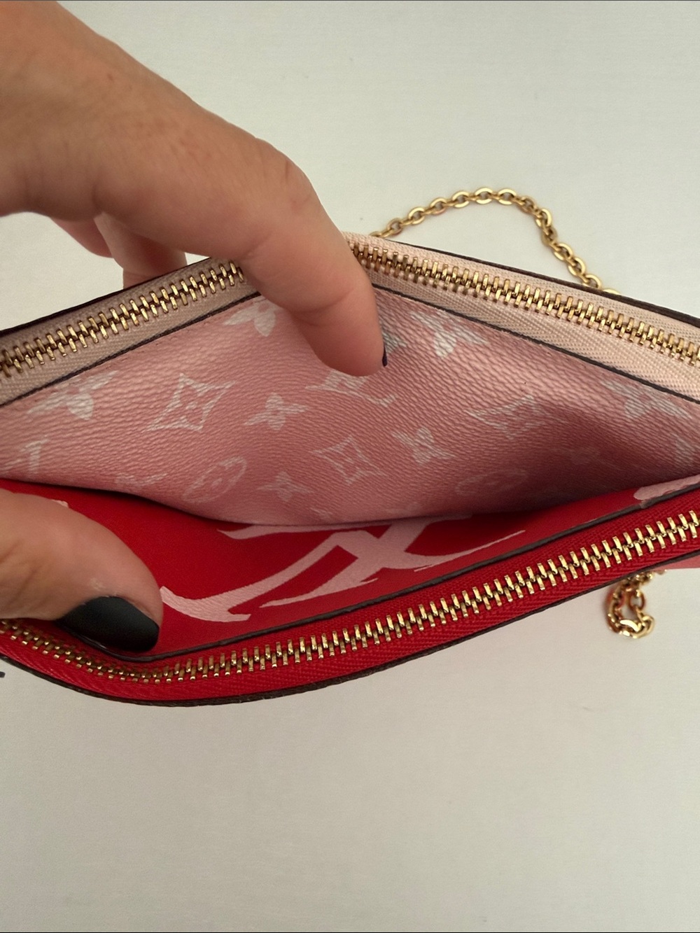 Vintage Louis Vuitton Giant Monogram RedPink Double Zip Pochette LIMITED EDITION - Picture 9 of 10